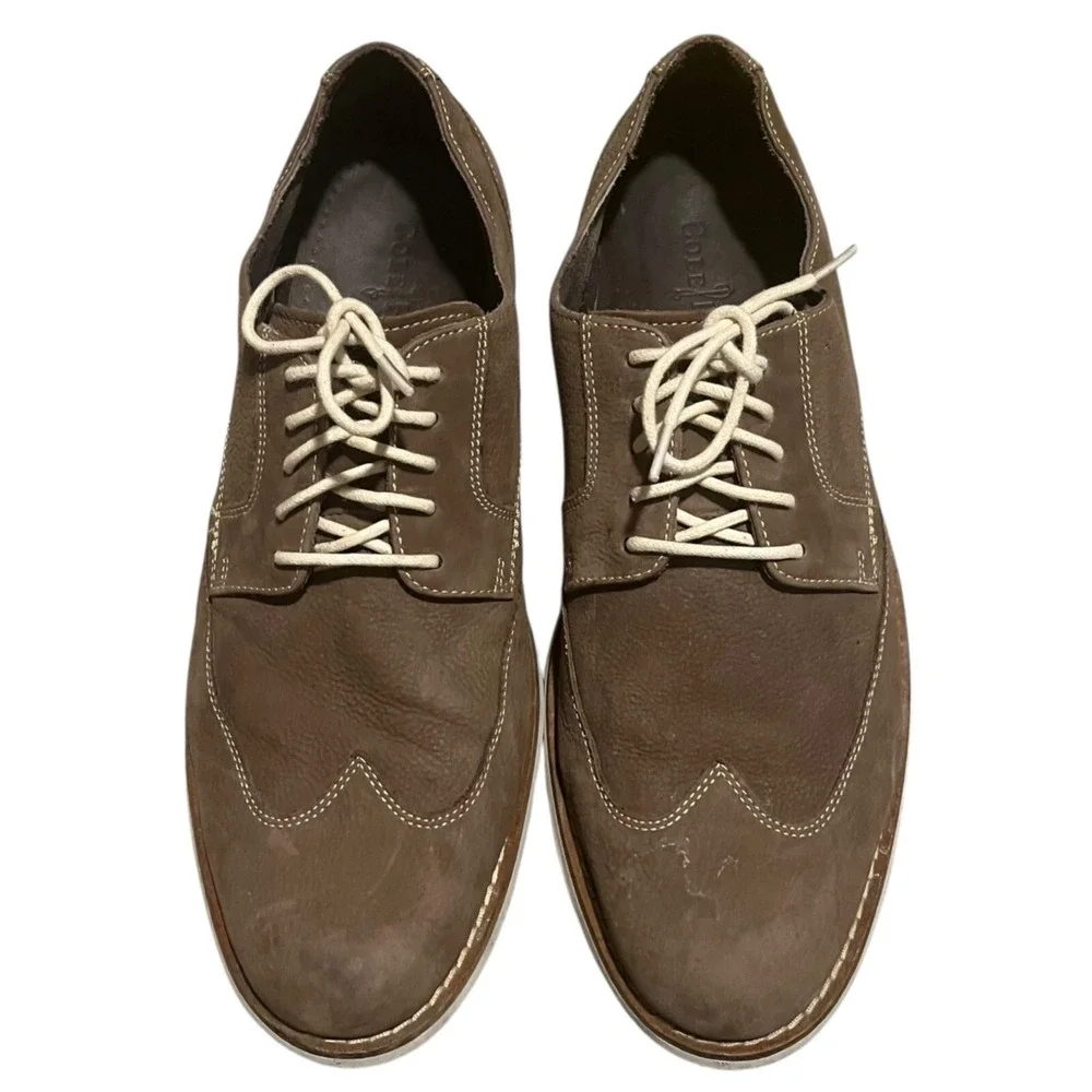 Cole Haan Mens Brown Leather Wingtip Oxford Shoes C10645 Size 11M